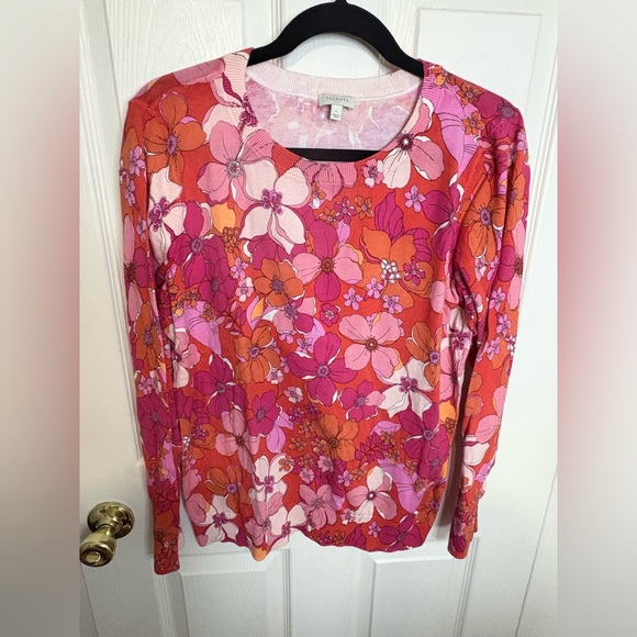 Talbots Tossed Flowers Crewneck Sweater – Floral – Size L | Lightweight - Picture 2 of 8